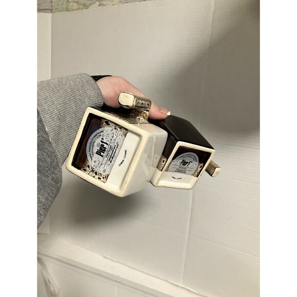 Tri Color Pier 1 Imports Stoneware Teapot/2 Cups Brown Tea Coffee Set - Picture 7 of 7